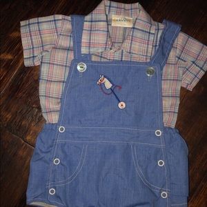 3/6m Baby Boy VINTAGE Stick Horse Toy Outfit EUC